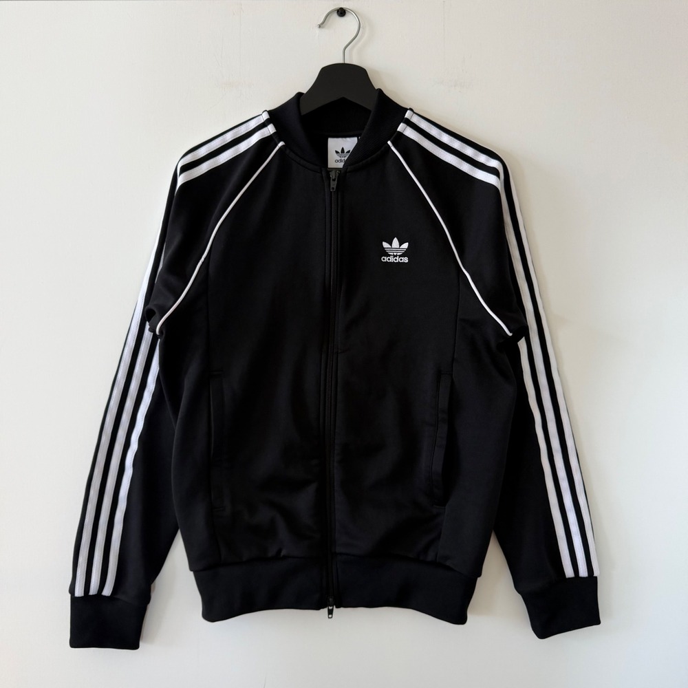 Adidas Originals Mens SST Track Jacket Black White CW1256 Three Stripe Zip Up